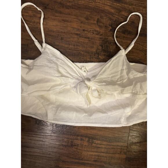 AERIE White Tie Front Cropped Tank Size XL - Picture 2 of 5